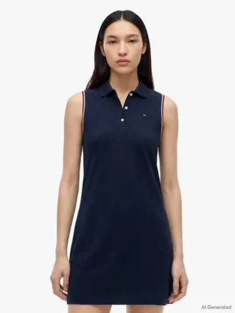 Sleeveless Stretch Pique Polo Dress