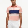 Slim Fit Block Stripe Stretch Pique Polo