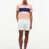 Slim Fit Block Stripe Stretch Pique Polo