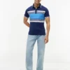 Slim Fit Block Stripe Stretch Pique Polo