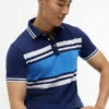 Slim Fit Block Stripe Stretch Pique Polo