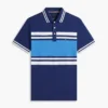 Slim Fit Block Stripe Stretch Pique Polo