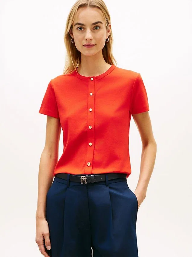Slim Fit Button-Up T-Shirt Slim Fit Button-Up T-Shirt