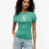 Slim Fit Garment-Dyed Crest Logo T-Shirt Slim Fit Garment-Dyed Crest Logo T-Shirt