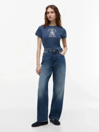 Slim Fit Garment-Dyed Crest Logo T-Shirt