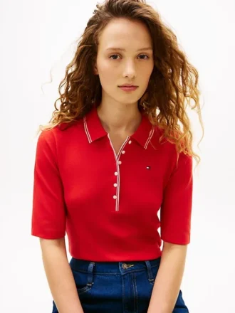 Slim Fit Half-Sleeve Tipped Polo