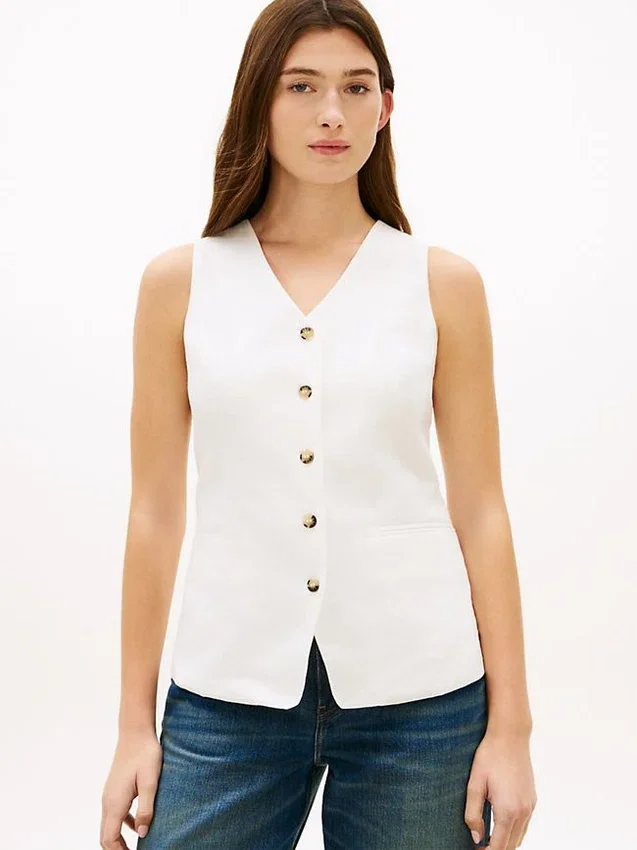 Slim Fit Linen-Blend Vest Slim Fit Linen-Blend Vest