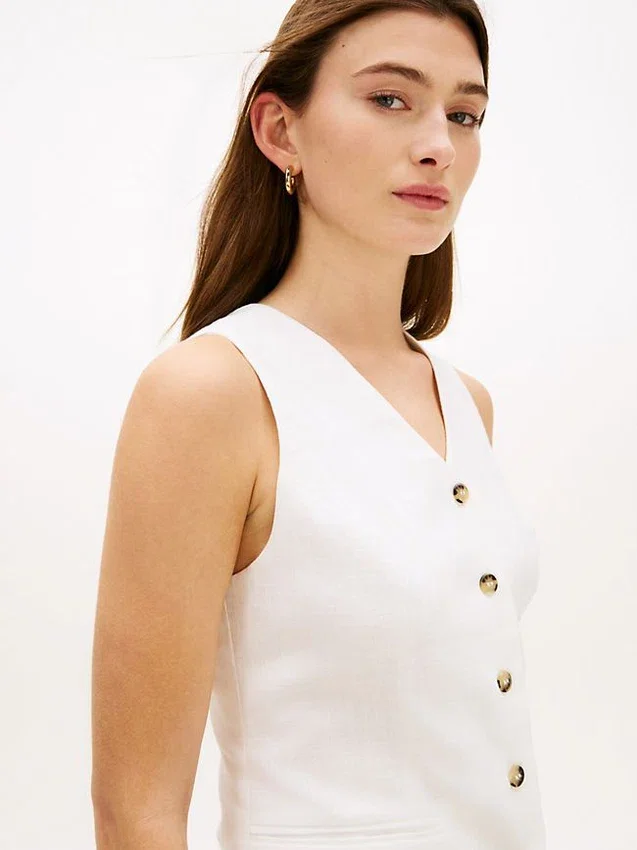 Slim Fit Linen-Blend Vest Slim Fit Linen-Blend Vest