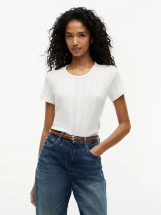 Slim Fit Pointelle Crewneck T-Shirt