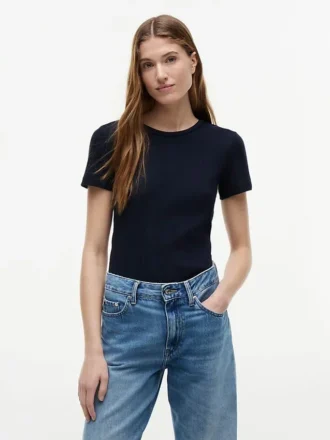 Slim Fit Pointelle Crewneck T-Shirt