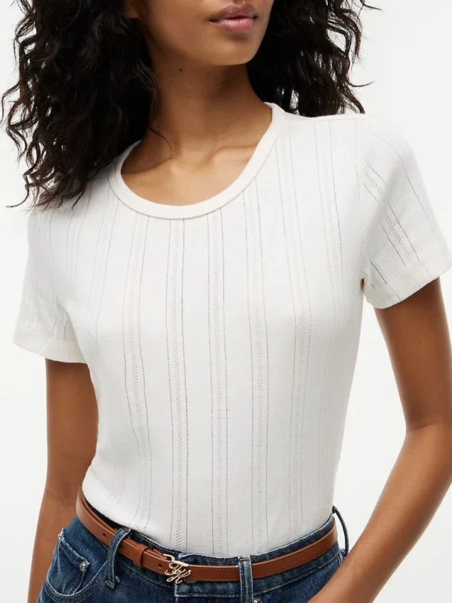 Slim Fit Pointelle Crewneck T-Shirt Slim Fit Pointelle Crewneck T-Shirt