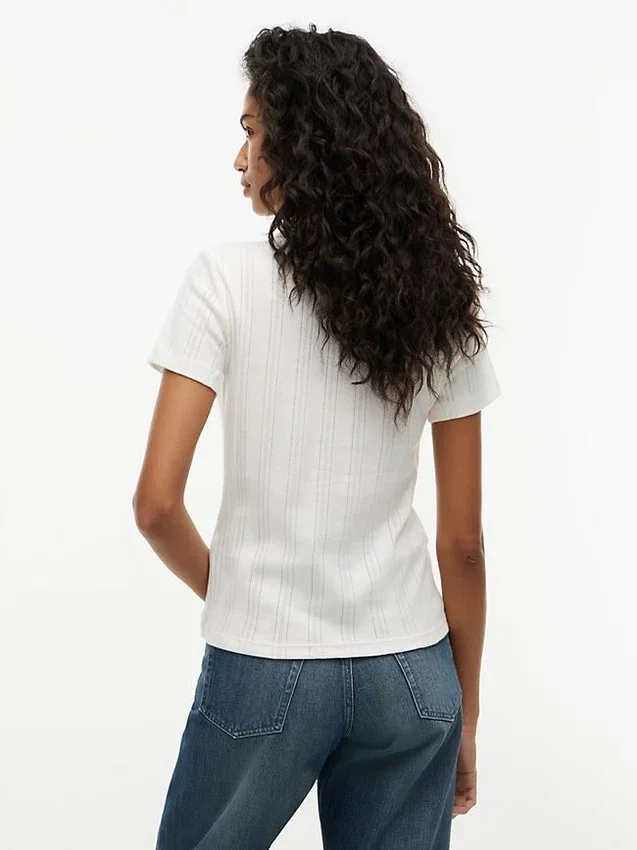 Slim Fit Pointelle Crewneck T-Shirt Slim Fit Pointelle Crewneck T-Shirt
