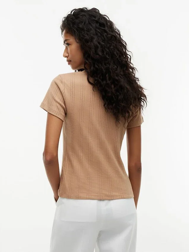 Slim Fit Pointelle Crewneck T-Shirt Slim Fit Pointelle Crewneck T-Shirt