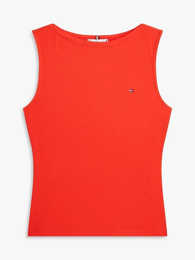 Slim Fit Rib-Knit Boatneck Tank Top Slim Fit Rib-Knit Boatneck Tank Top