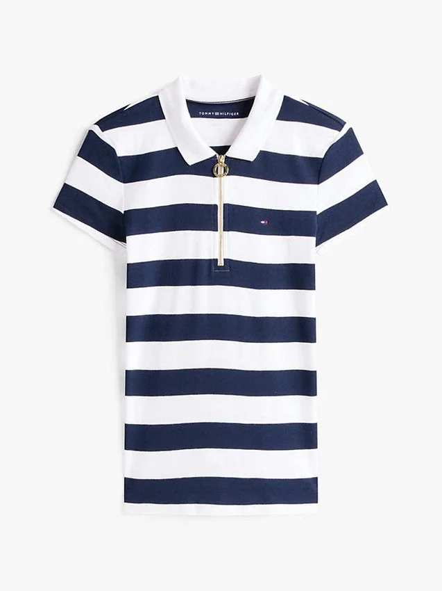 Slim Fit Rugby Stripe Zip Polo Slim Fit Rugby Stripe Zip Polo