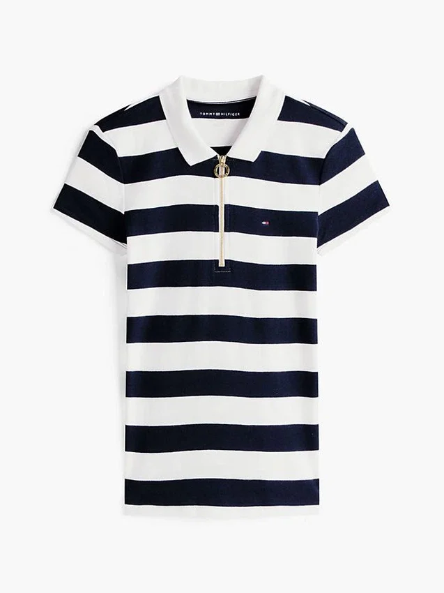 Slim Fit Rugby Stripe Zip Polo Slim Fit Rugby Stripe Zip Polo