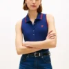 Slim Fit Sleeveless Script Monogram Polo