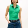 Slim Fit Sleeveless Script Monogram Polo