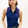 Slim Fit Sleeveless Script Monogram Polo