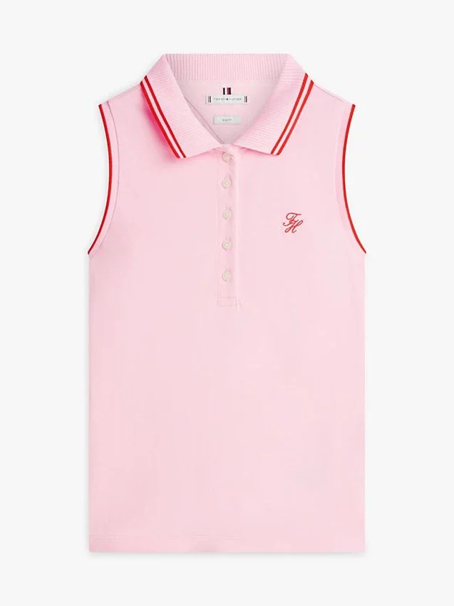 Slim Fit Sleeveless Script Monogram Polo Slim Fit Sleeveless Script Monogram Polo