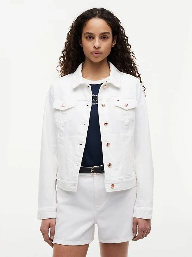 Slim Fit White Stretch-Denim Jacket Slim Fit White Stretch-Denim Jacket