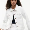 Slim Fit White Stretch-Denim Jacket Slim Fit White Stretch-Denim Jacket