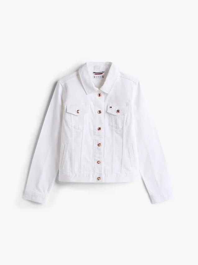 Slim Fit White Stretch-Denim Jacket Slim Fit White Stretch-Denim Jacket