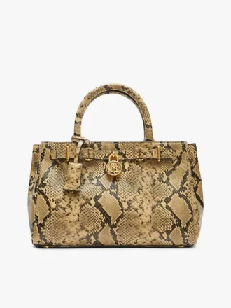 Snake-Embossed Leather Mini Tote Bag