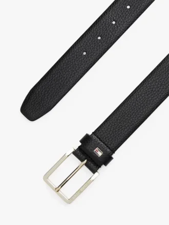 Square-Buckle Pebbled Leather Belt