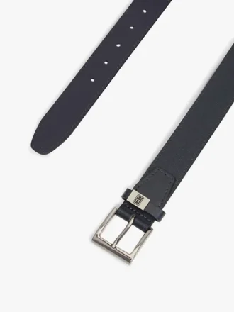 Square Buckle Textured Leather Belt