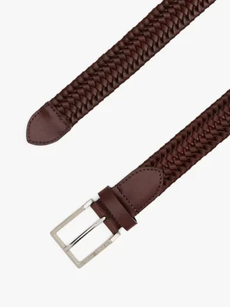 Square Buckle Woven Leather Belt