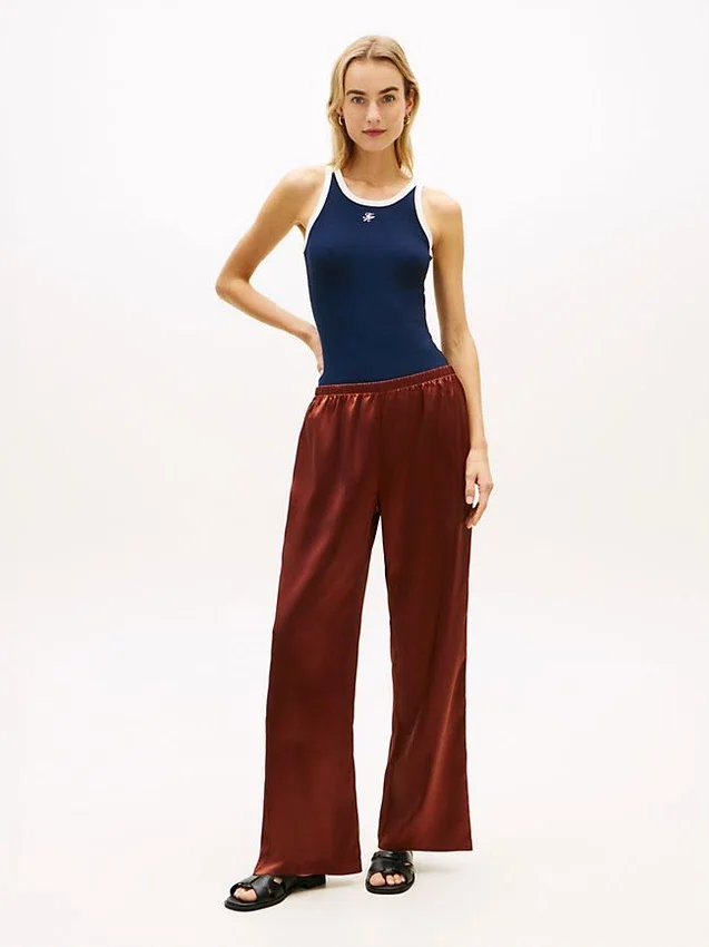 Stretch Satin Pull-On Wide-Leg Pant Stretch Satin Pull-On Wide-Leg Pant