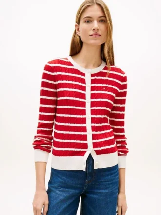 Stripe Cable Knit Cardigan