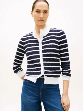 Stripe Cable Knit Cardigan