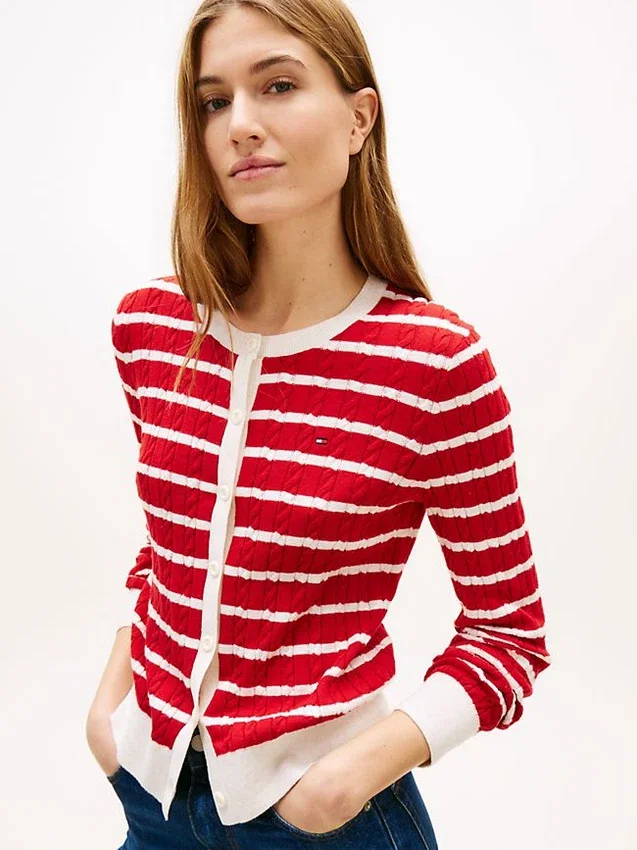 Stripe Cable Knit Cardigan Stripe Cable Knit Cardigan