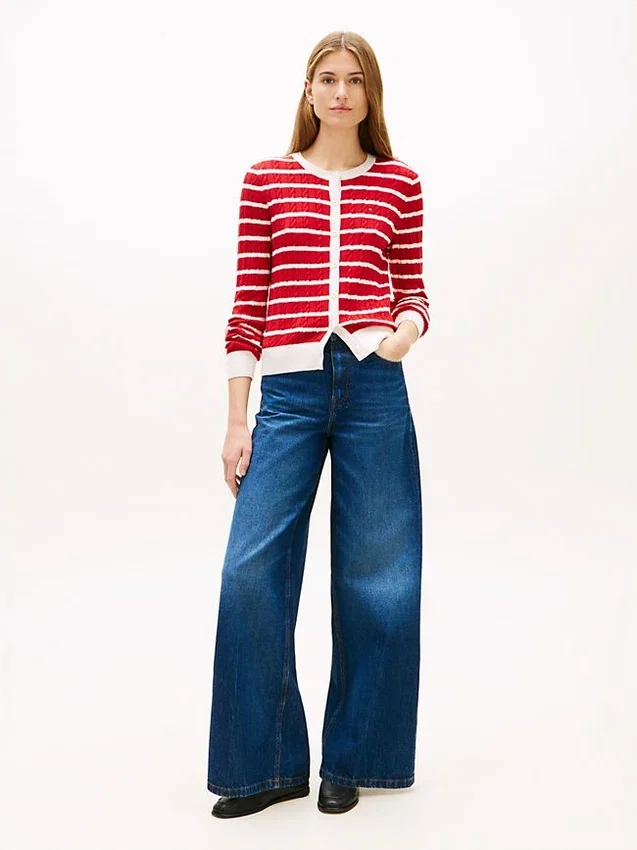 Stripe Cable Knit Cardigan Stripe Cable Knit Cardigan