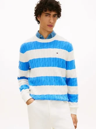 Stripe Cable Knit Sweater