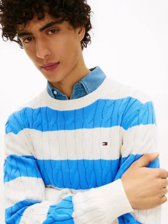 Stripe Cable Knit Sweater