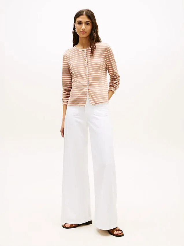 Stripe Cotton Interlock Cardigan T-Shirt Stripe Cotton Interlock Cardigan T-Shirt
