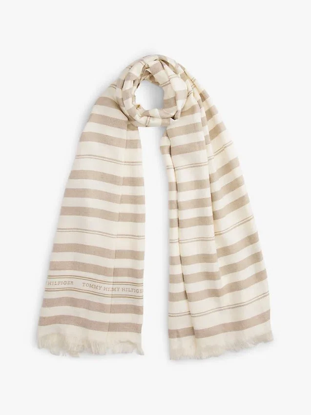 Stripe Cotton-Linen Blend Scarf Stripe Cotton-Linen Blend Scarf
