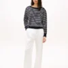 Stripe Gold-Button Boatneck Sweatshirt Stripe Gold-Button Boatneck Sweatshirt