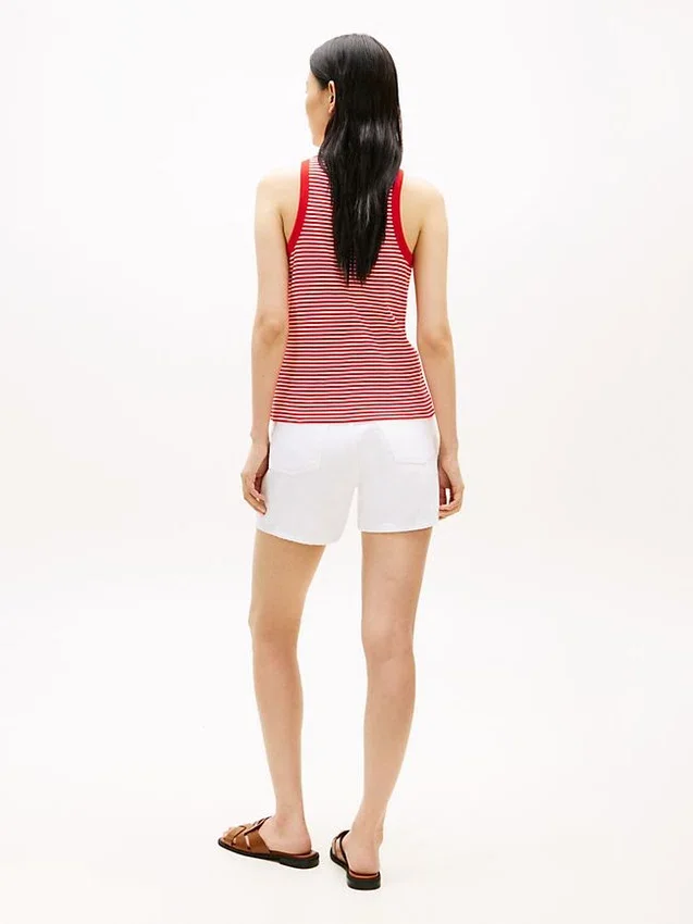 Stripe Gold-Button Henley Tank Top Stripe Gold-Button Henley Tank Top