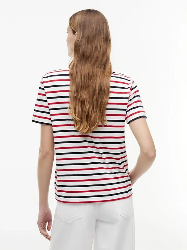 Stripe Gold-Button Interlock T-Shirt Stripe Gold-Button Interlock T-Shirt