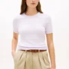 Stripe Lightweight Short-Sleeve Sweater Stripe Lightweight Short-Sleeve Sweater