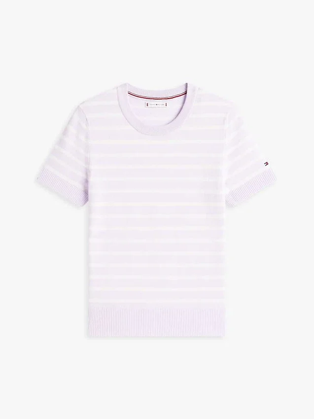 Stripe Lightweight Short-Sleeve Sweater Stripe Lightweight Short-Sleeve Sweater