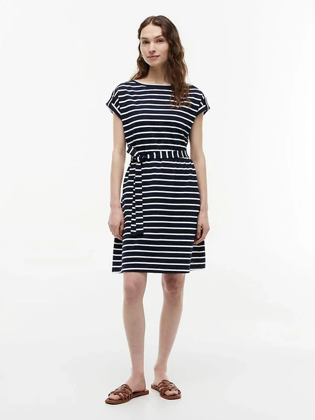 Striped Belted Stretch-Cotton Dress Striped Belted Stretch-Cotton Dress