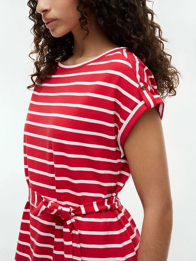 Striped Belted Stretch-Cotton Dress Striped Belted Stretch-Cotton Dress