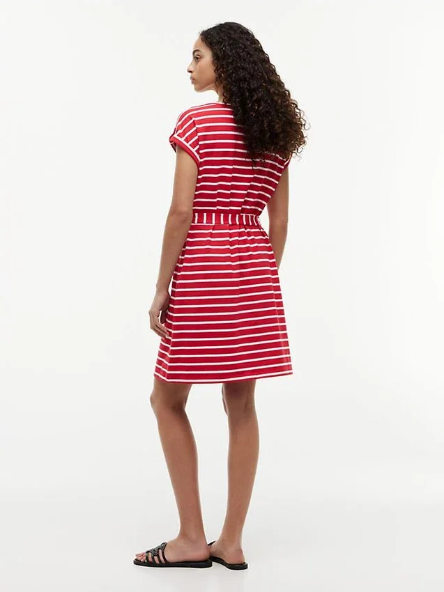 Striped Belted Stretch-Cotton Dress Striped Belted Stretch-Cotton Dress