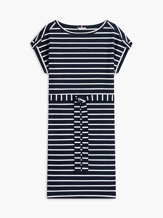 Striped Belted Stretch-Cotton Dress Striped Belted Stretch-Cotton Dress