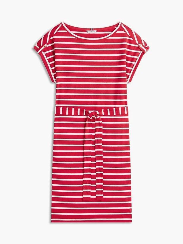 Striped Belted Stretch-Cotton Dress Striped Belted Stretch-Cotton Dress